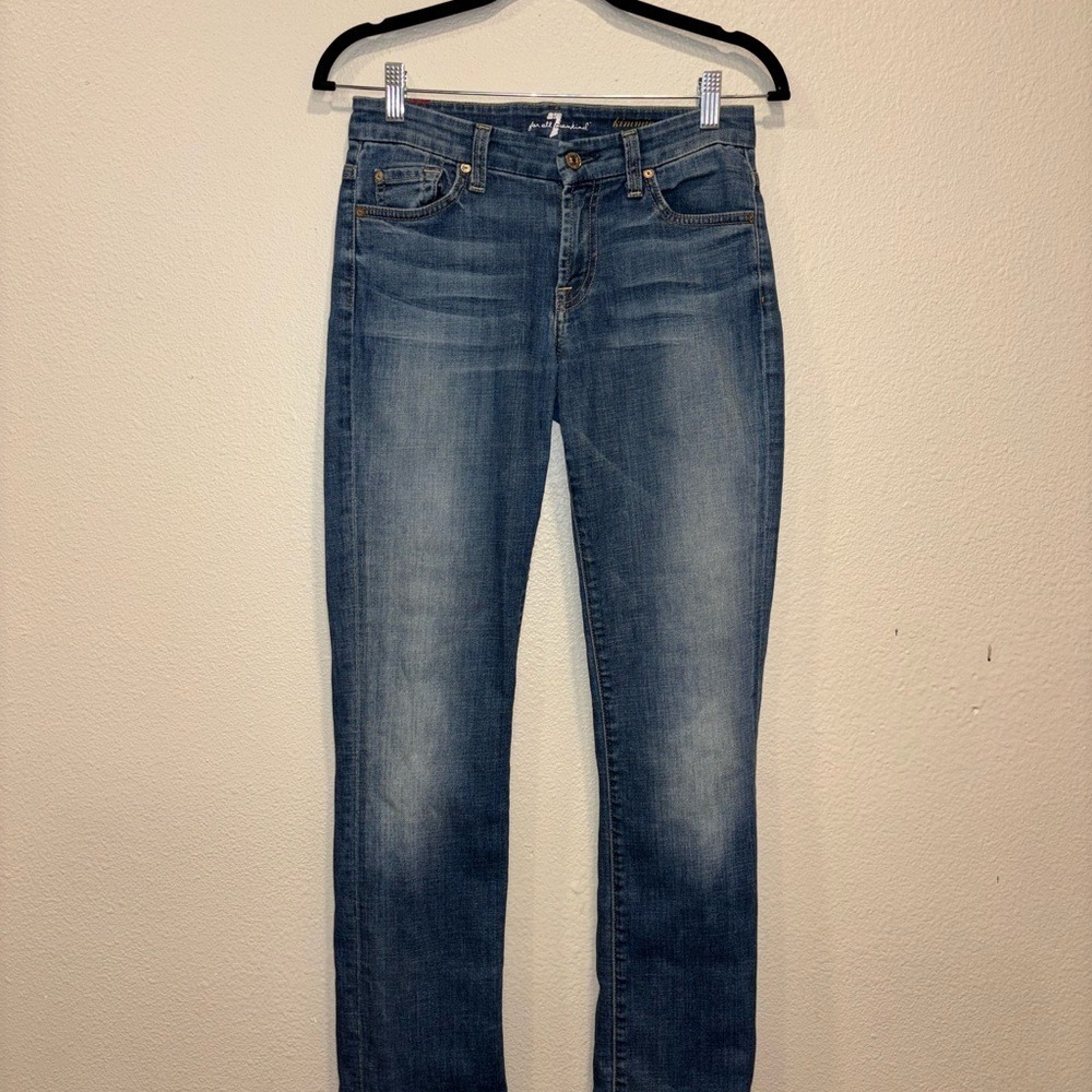 7 For All Mankind Kimmie Straight Leg Jeans Light Wash Size 0/2 - Picture 2 of 7